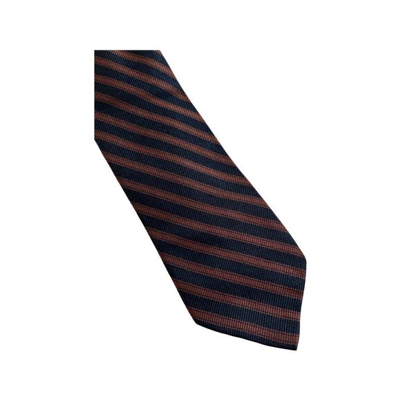Vintage Hudson 1960s Skinny Brown Black Striped Silk Necktie - Picture 3 of 4